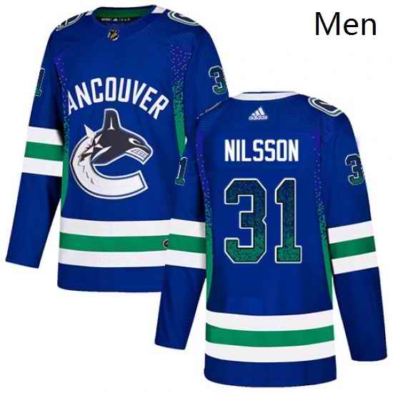 Mens Adidas Vancouver Canucks 31 Anders Nilsson Authentic Blue Drift Fashion NHL Jersey